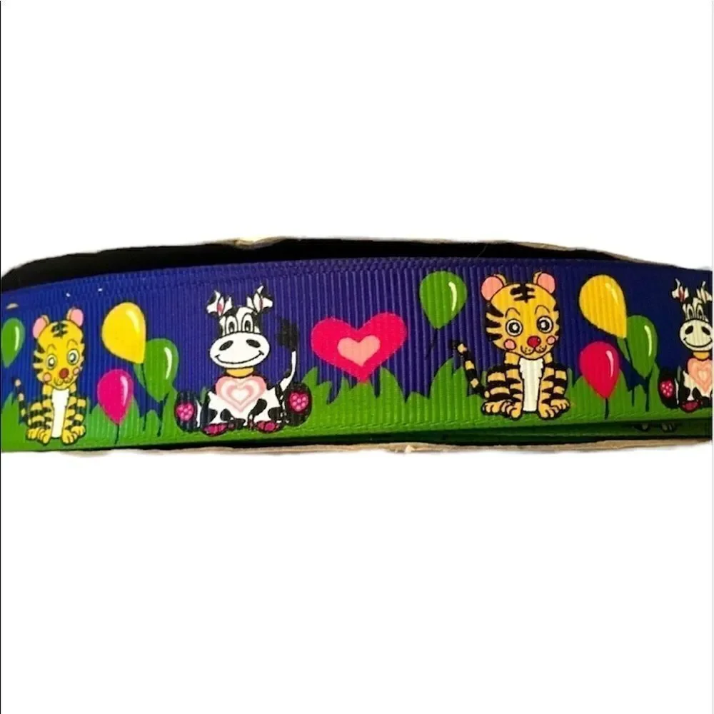 Grosgrain Ribbon 7/8” 5 yards 5/$20 Zoo party balloons cow dog birthday hearts